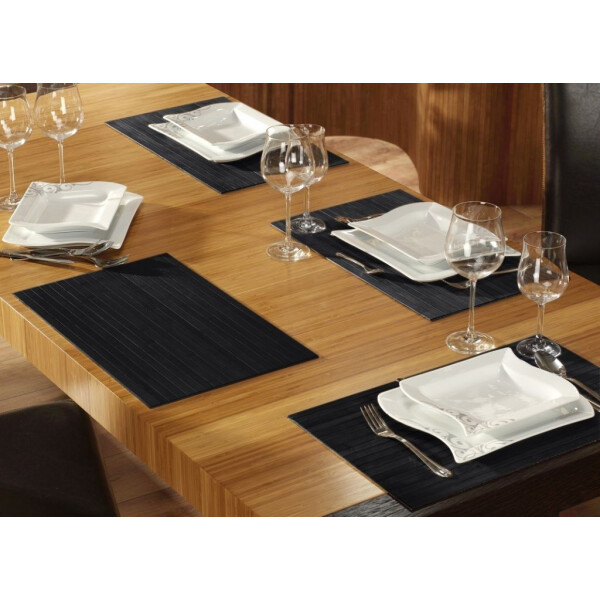 Tischset aus Bambus, Platzmatte/Untersetzer abwaschbar, Tischläufer - in 9Farben Tischsets 6 St. a 30x45 cm ebony