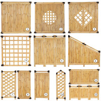 Bambus-Sichtschutz mit vertikalen Stäben und dekorativen Elementen, perfekt für Garten und Terrasse, hergestellt von ANJI NATURE.