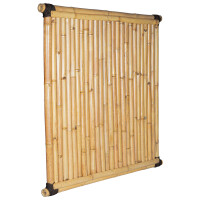 Bambus-Sichtschutz mit natürlicher Optik, bestehend aus vertikal angeordneten Bambusstäben, die von einem stabilen Rahmen gehalten werden, ideale Größe von 180 cm x 180 cm für Garten oder Terrasse.