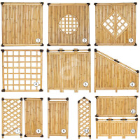 Bambus-Sichtschutz mit vertikalen Stäben, kompakte und blickdichte Gestaltung, geeignet für Garten oder Terrasse, Maße 180 cm x 180 cm.