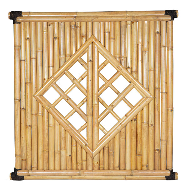 Bambus-Sichtschutz Zaunelement ANJI NATURE mit dekorativem Rautenmuster, Maße 180 cm x 180 cm, stabil und natürlich, ideal für Garten oder Terrasse.