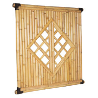 Natürlicher Bambus-Sichtschutz mit dekorativen Diamantmustern, Maße 180 cm x 180 cm, ideal für Garten oder Terrasse, stabiles und nachhaltiges Design.