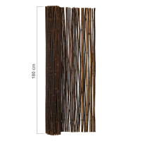 Bambus Sichtschutz BALI NIGRA, 180 cm x 180 cm, aus dunklen, naturbelassenen Bambusstäben, ideal für dekorative Abtrennungen und Privatsphäre im Garten.