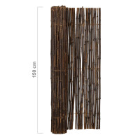 Bambus Sichtschutz BALI NIGRA, 180 cm x 180 cm, aus dunklen, naturbelassenen Bambusstäben, ideal für dekorative Abtrennungen und Privatsphäre im Garten.