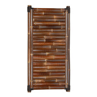 Dekorativer Sichtschutz aus dunkelbraunem Bambus mit natürlichen Farbakzenten. Maße: 180 cm Breite x 90 cm Höhe. Robuste Bambusstäbe sind horizontal angeordnet und von stabilen vertikalen Pfosten gehalten. Ideal für Garten, Terrasse oder Balkon zur Abgrenzung und Gestaltung.