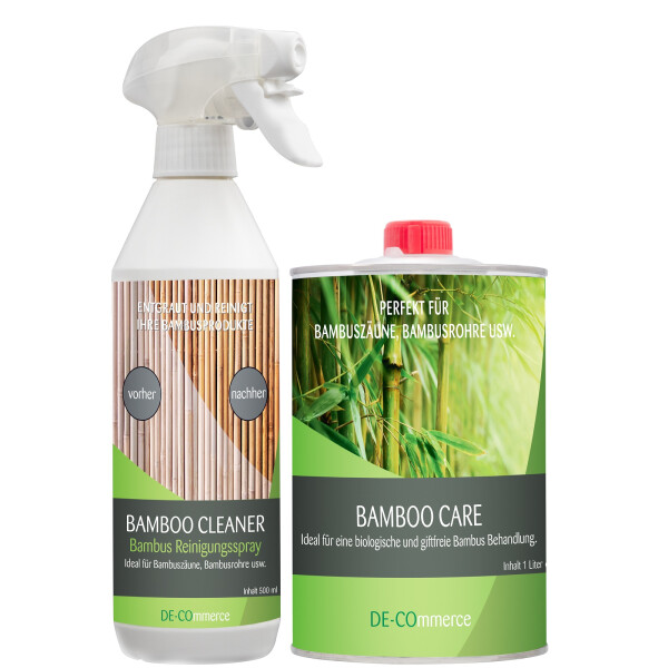 Bambuszaun Pflege Set - Pflege&ouml;l Bamboo CARE + Reinigungsspray Bamboo CLEANER