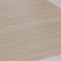 Moderner Wohnbereich mit einem roten Bambusteppich MASSIVE aurora auf hellen Holzdielen. Der Teppich mit 17mm Stegen bringt einen warmen, natürlichen Akzent in den Raum.