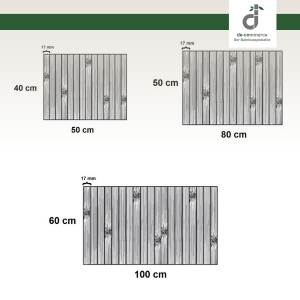 Badteppich Badematte LINES im 3-er Set aus Bambus, rutschfest, Farbe: PURE
