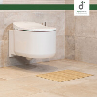 Badteppich Badematte LINES im 3-er Set aus Bambus, rutschfest, Farbe: PURE