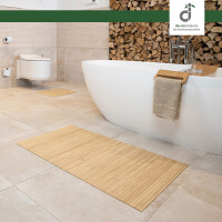 Badteppich Badematte LINES im 3-er Set aus Bambus, rutschfest, Farbe: PURE