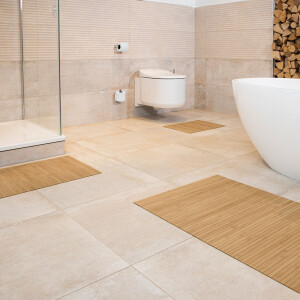 Badematte LINES im Set 3-tlg aus Bambus, Farbe Nature