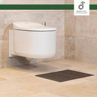 Badteppich Badematte LINES im 3-er Set aus Bambus, rutschfest, Farbe: MOCHA