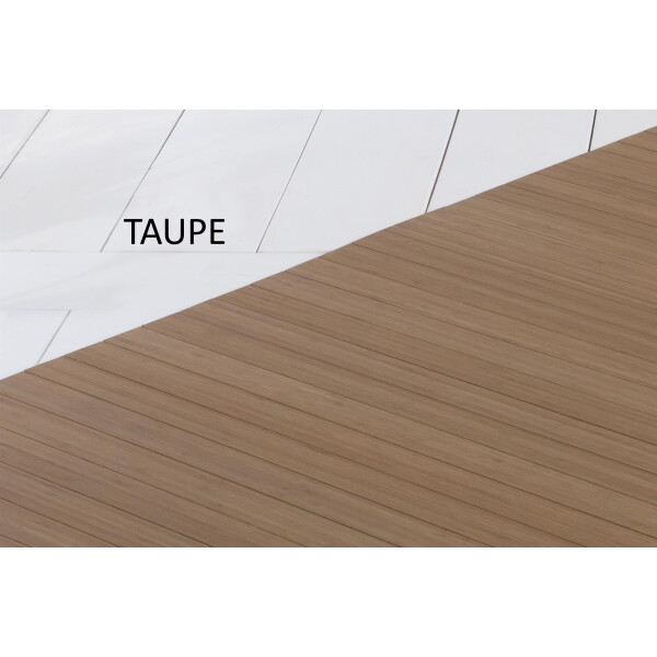 Bambusteppich in Taupe mit 50mm Stegen auf Gazevliesrücken, Maße ca. 75x150 cm, minimalistisches Design mit gleichmäßigen Linien.