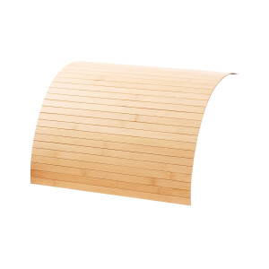 Couchablage aus Bambus mit natürlicher Maserung, leicht gebogen, Maße 50 x 120 cm, ideal für moderne und nachhaltige Einrichtung.