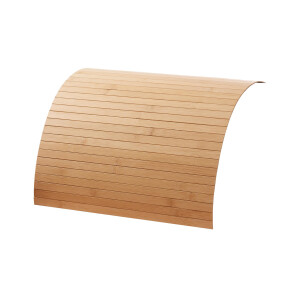 Bambus-Couchablage mit einer Größe von 60 x 120 cm, die aus hochwertigem Bambus gefertigt ist und durch ihre natürliche Maserung und elegante Kurven besticht.