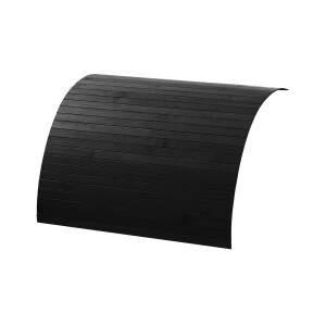 Abgerundete Bambusablage in dunklem Ebony-Finish, Maße 60 x 120 cm, ideal für Couchtische oder Sideboards.