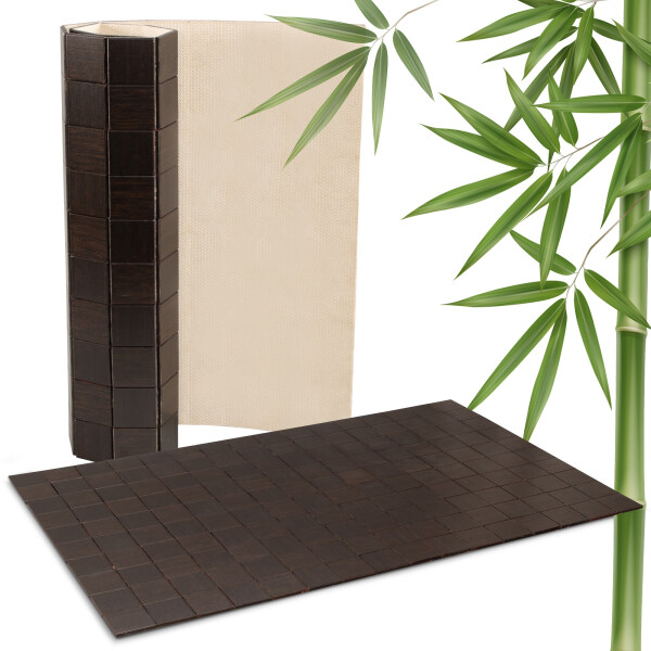 Rutschfester Badteppich aus Bambus, KARO Farbe ebony 50 x 50 cm