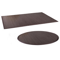 Bambusteppich WENGE in zwei Größen: rechteckig und rund, beide mit brauner XXL-Bordüre und 17mm Stegen.