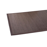 Großformatiger Bambusteppich in dunkelbrauner Farbe mit XXL-Bordüre und 17 mm breiten Stegen, Maße 90 x 160 cm.