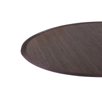 Großer runder Bambusteppich mit dunkelbrauner Bordüre und fein strukturierten 17mm Stegen, ideal für eine elegante Raumgestaltung.