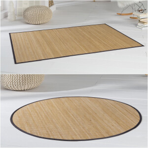 Zwei Bambusteppiche mit schmaler Bordüre in...