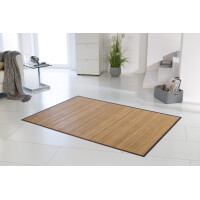 Bambusteppich mit 11mm Stegen und schmaler Bordüre in natürlichem Braun auf hellem Boden, Größe 160 x 230 cm, modernes Design, passend für Wohnbereiche.
