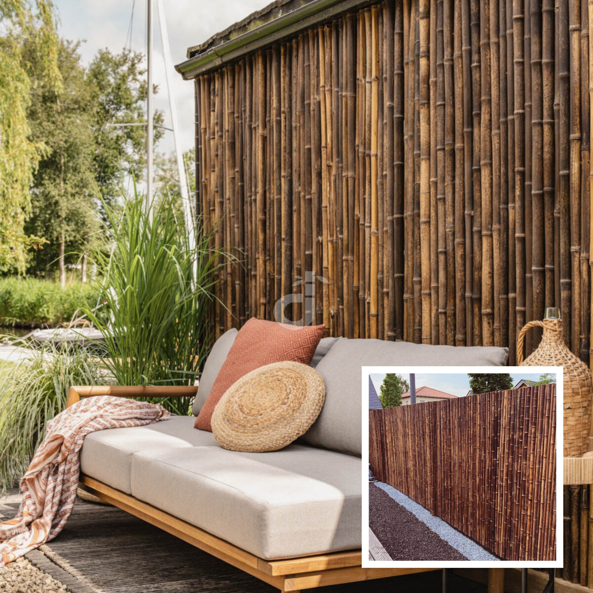 Bambus Rollzaun ATY Farbe NIGRA (dunkelbraun)  Fr den Garten & Bal,  78,99