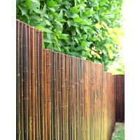 Bambus Sichtschutz Rollzaun ATY NIGRA für Garten, Terrasse, Balkon, oben geschlossene Rohre