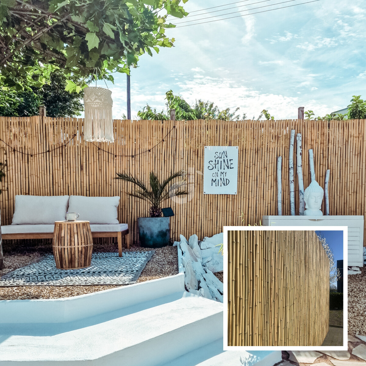 Bambus Rollzaun ATY  Farbe NATURE  Einsetzbar fr Garten & Balkon, 62,99
