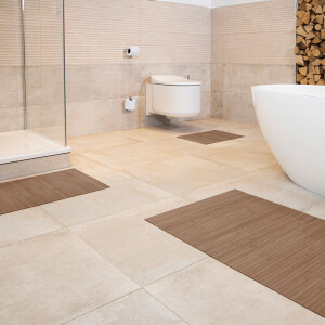 Badematte LINES im Set 3-tlg aus Bambus, Farbe Taupe