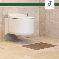 Badteppich Badematte LINES im 3-er Set aus Bambus, rutschfest, Farbe: TAUPE