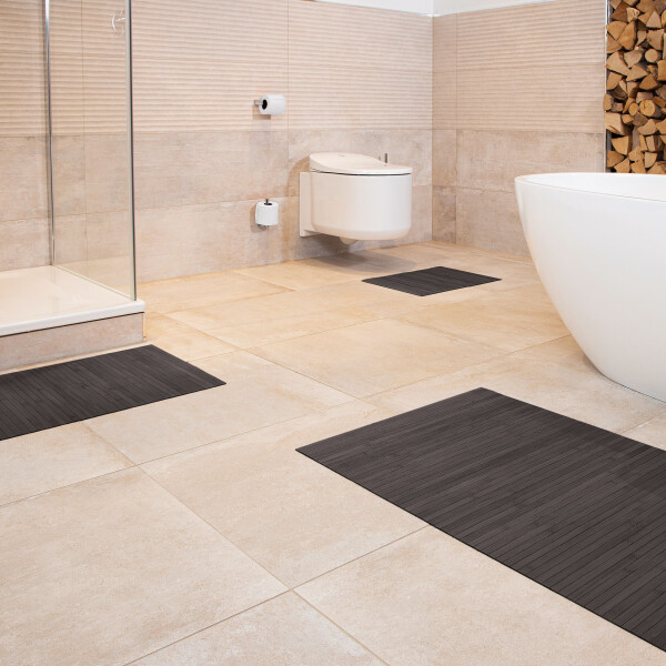 Badematte LINES im Set 3-tlg aus Bambus, Farbe Ebony