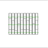 Sichtschutz aus Bambus mit drei horizontalen Stäben und vertikalen Bambusstangen, die einen stabilen Zaun bilden. Der Zaun ist 180 cm hoch und 500 cm breit, ideal für Garten oder Terrasse.
