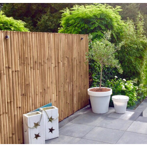 Extrem stabiler Bambus Holz Sichtschutz Zaun XL von DE-COmmerce&reg; I hochwertiger Windschutz mit extra starken Bambusrohren