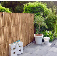 Extrem stabiler Bambus Holz Sichtschutz Zaun XL von DE-COmmerce&reg; I hochwertiger Windschutz mit geschlossenen und versiegelten Bambusrohren