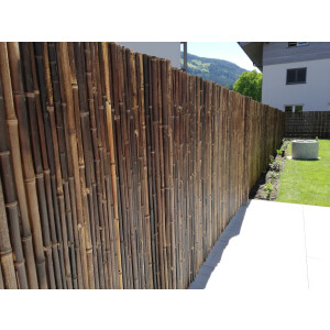Robuster Bambus Holz Sicht Schutz Zaun BLACK von DE-COmmerce® I hochwertiger Windschutz Terrasse, Balkon, Garten I Bambusrohr Zaun mit geschlossenen Rohren (HxB) 180 x 180 cm