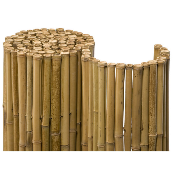 Robuster Bambus Holz Sicht Schutz Zaun DELUXE von DE-COmmerce® I hochwertiger Windschutz Terrasse, Balkon, Garten I Bambusrohr Zaun mit geschlossenen Rohren