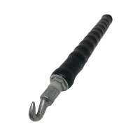 Werkzeug mit spiralförmigem Griff und robustem Metallhaken am Ende, ideal für das Einziehen von Ösenbindedraht.