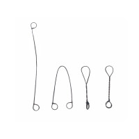 Set aus verschiedenen Befestigungsdrähten mit Ösen an den Enden. Die Drähte sind in unterschiedlichen Längen und Formen erhältlich, ideal für verschiedene Befestigungsaufgaben.