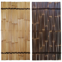 Sichtschutz aus Bambus KISU Gartenzaun Bambuszaun in zwei Farben: Natur und dunkelbraun. Jeder Zaun ist aus mehreren Bambusstäben gefertigt, die durch schwarze Schnüre zusammengehalten werden. Ideal für Garten, Terrasse oder Balkon.