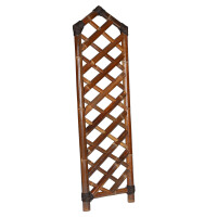 Bambus-Sichtschutz ANJI NIGRA, Maße 60 cm Breite und 200 cm Höhe, mit diagonaler Gitterstruktur und dunkelbraunen Verbindungen.