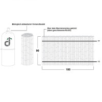 Natürlicher Bambus-Sichtschutzzaun mit dicht aneinandergereihten Bambusstäben, der für Privatsphäre und eine tropische Atmosphäre im Garten sorgt. Der Zaun wird von stabilen Holzpfosten getragen und eignet sich ideal als dekorativer und funktionaler Zaunersatz.