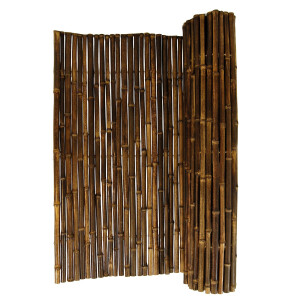 Natürlicher Bambuszaun in Schwarz, 120 cm hoch und 180 cm breit, ideal als Sichtschutz für den Garten oder Terrassenbereich.