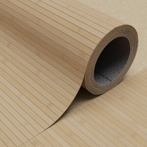 Gerolltes Bambusparkett mit sichtbaren Lamellen und unbehandelter Naturoptik, geeignet f�r den Innenbereich.