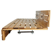 Bambus Hängetisch mit Metallklammern zur Befestigung an Geländern, Maße 88x28x17 cm, ideales Platzsparmodell für Balkone.