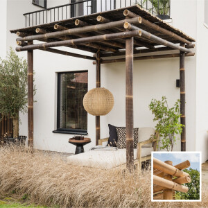 Pergola Bambus Holz Garten Pavillon Terrasse Rankhilfe in...