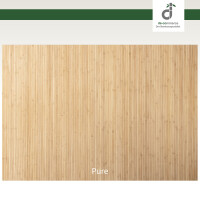 Bambus-Badteppich mit natürlichem, streifigem Design, in der Farbe Pure. Der Teppich hat eine Größe von 80 x 150 cm, ideal für ein modernes, umweltfreundliches Badezimmer.