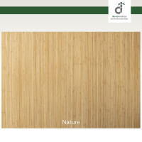 Badezimmerteppich aus Bambus in natürlicher Farbe mit vertikalen Linien, Maße 50 x 80 cm, schlichtes Design für ein modernes Badambiente.