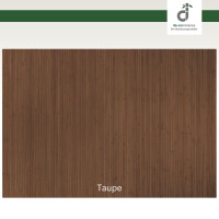 Badezimmerteppich in Taupe mit vertikalen Streifen aus Bambusmaterial, Maße 50 x 50 cm.