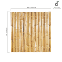 Gartengestaltung mit Sichtschutz aus Bambus. Bambuszaun XXL NATURE in den Maßen 180 cm x 90 cm bietet Privatsphäre und natürliches Ambiente. Kombiniert mit tropischen Pflanzen und modernem Outdoor-Mobiliar.